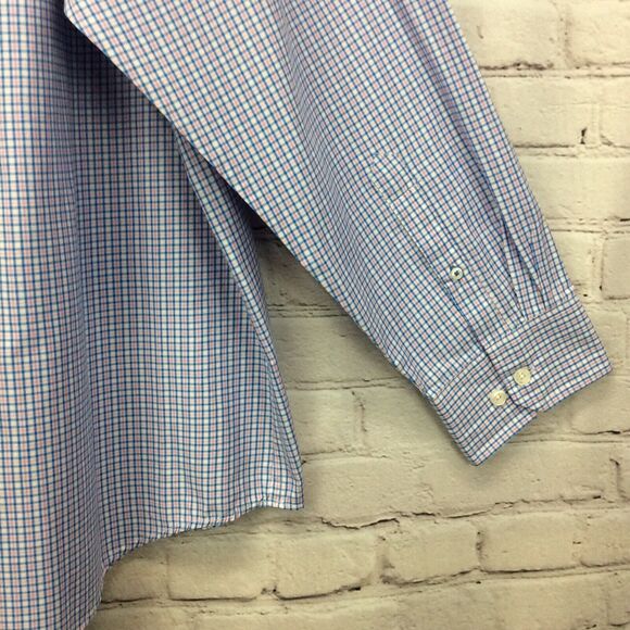 Izod Button Down Shirt Men's Size 3XL Blue Pink Check Business Casual Travel - Picture 7 of 8